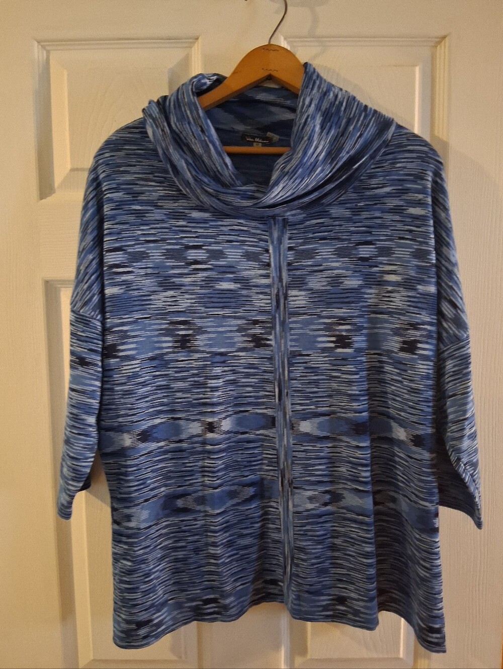 Cowl Neck Pullover Sweater in Blue